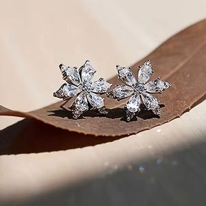 Snow Flake Zircon Christmas Earrings
